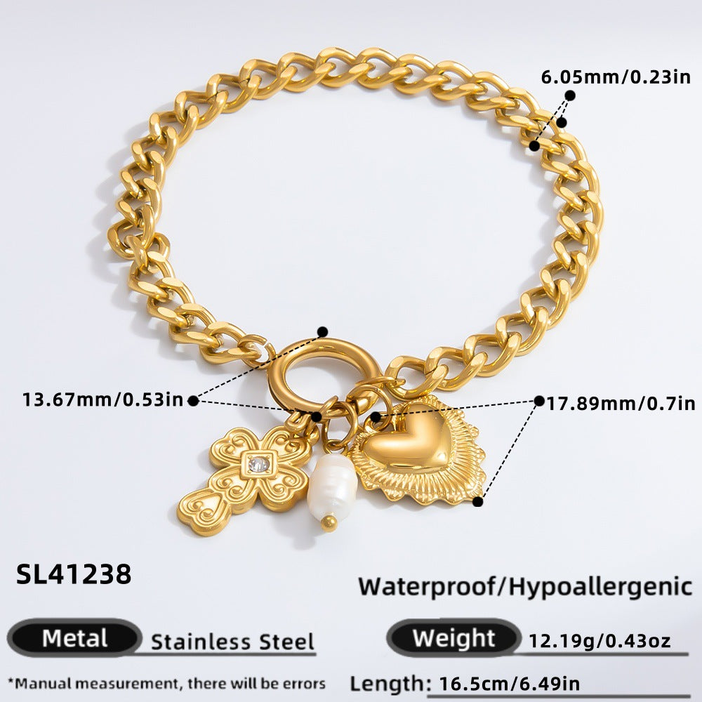 Wholesale INS style handmade pearl heart pendant